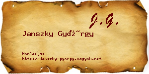 Janszky György névjegykártya
